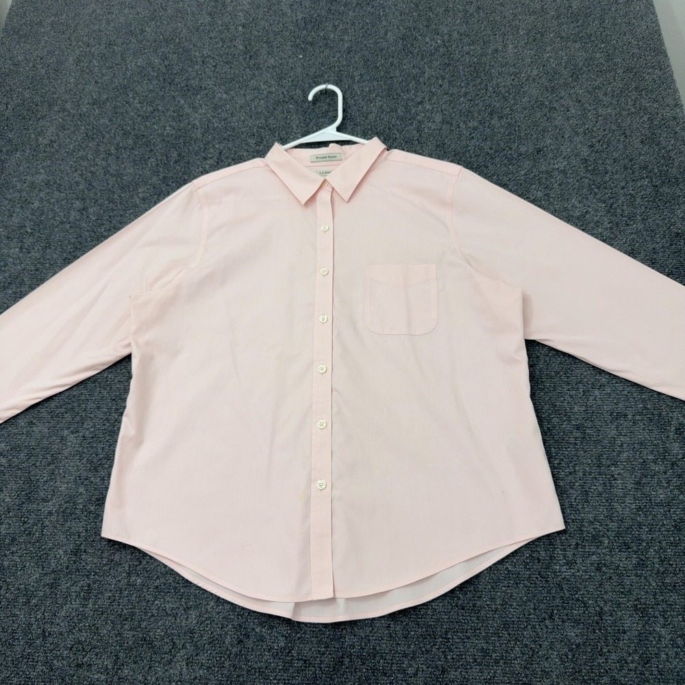 LL Bean Button Down Womens L Pink Wrinkle Resistant Long Sleeve Casual Preppy
